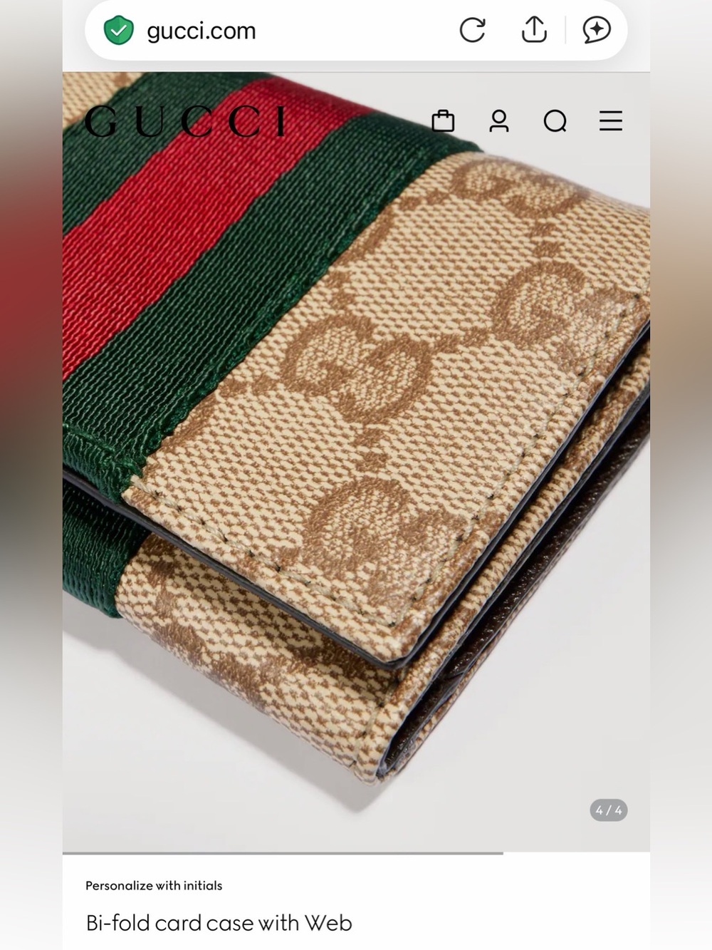 Gucci Bi-fold Card Case with Web GG Supreme Canvas Wallet - Picture 8 of 16